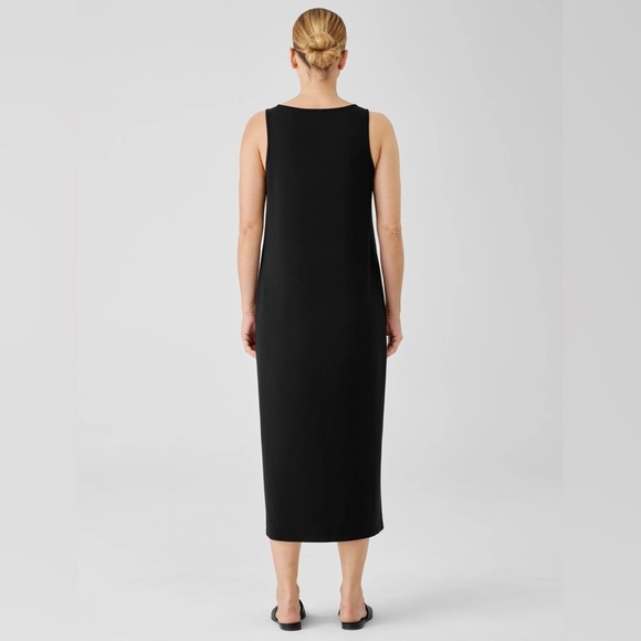 Eileen Fisher Black Stretch Jersey Knit Tank Dress Full Length Midi Size Large - Picture 6 of 7